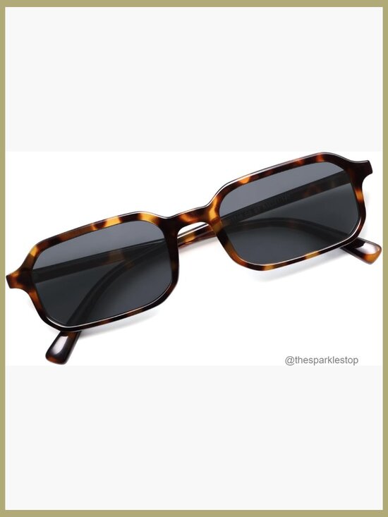 Retro Skinny Rectangle Sunglasses 90s Narrow Thin Frame UV400 main image 4